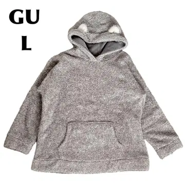 지유/GU [L] 플리스/애니멀 귀 풀오버 룸웨어 그레이