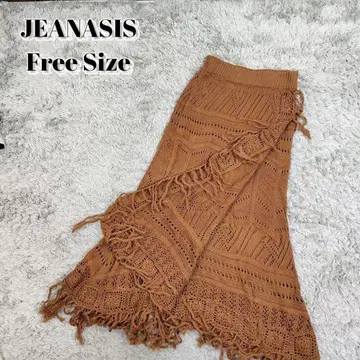 JEANASIS 크로 셰 뜨개질 랩 스커트 맥시 길이 린넨 코튼
