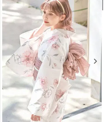 꽃무늬 유카타 오비 일본 나막신 세트