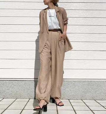 Q 셋업 가능 더블 브레스트 릴랙스 자켓 프리 사이즈 베이지