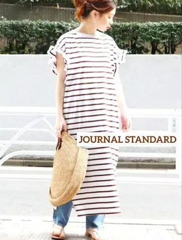 JOURNAL STANDARD 클리어 코튼 프릴 보더 원피스