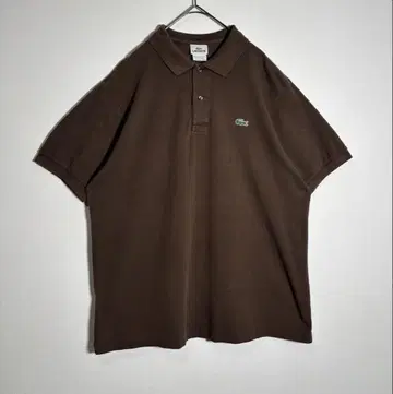 LACOSTE 라코스테 자수 로고 브라운 반팔 피케 셔츠