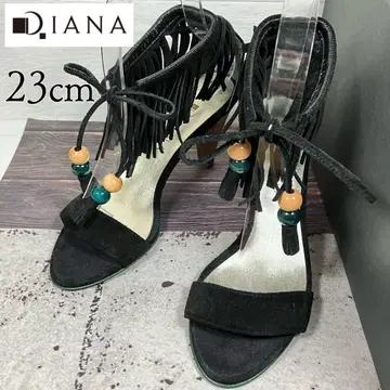 [새상품급] DIANA 다이애나 23 끈 리본 프린지 샌들 블랙