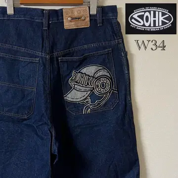 Y2K SOHK 배기 데님/34/인디고