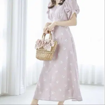 tocco closet 뒷면에 리본이 달린 체리 리본 프린트 원피스 핑크