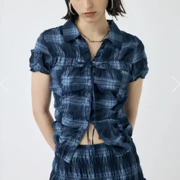 moussy SHIRRING RIBBON 셔츠 블루