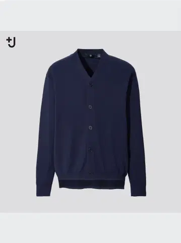 택 포함 새상품 UNIQLO +J 실크 코튼 V넥 가디건 네이비 M