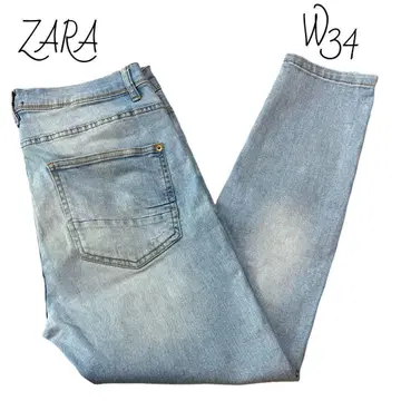 자라 ZARA 스키니 스트레치 청바지 W34 데미지 가공