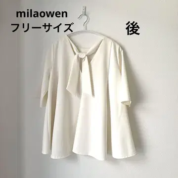 milaowen 미라 오웬 뒷면 리본 블라우스 A 라인 상의
