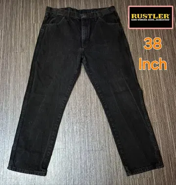 러슬러 블랙 데님 청바지 38 Inch