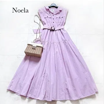 미인백화 게재 Noela 노엘라 셔츠 롱 원피스 티어드 플레어