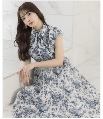 [미사용 새상품] tocco 프릴 플라워 프린트 셔츠 플리츠 원피스