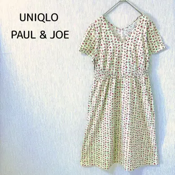 UNIQLO PAUL&JOE 반팔 원피스 L 미니 꽃무늬 허리 개더