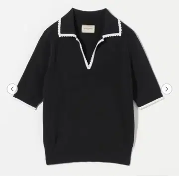 united arrows 스캘럽 세일러 칼라 숏 슬리브 니트