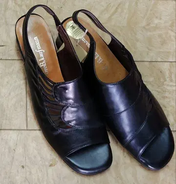 [미사용] 여성용 천연 가죽 미들힐 샌들 M (23-23.5cm)