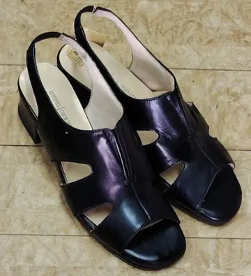 [미사용] 여성용 천연 가죽 미들힐 샌들 M (23-23.5cm)