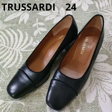 TRUSSARDI 트루사르디 펌프스 가죽 블랙 스퀘어토 와이드 힐