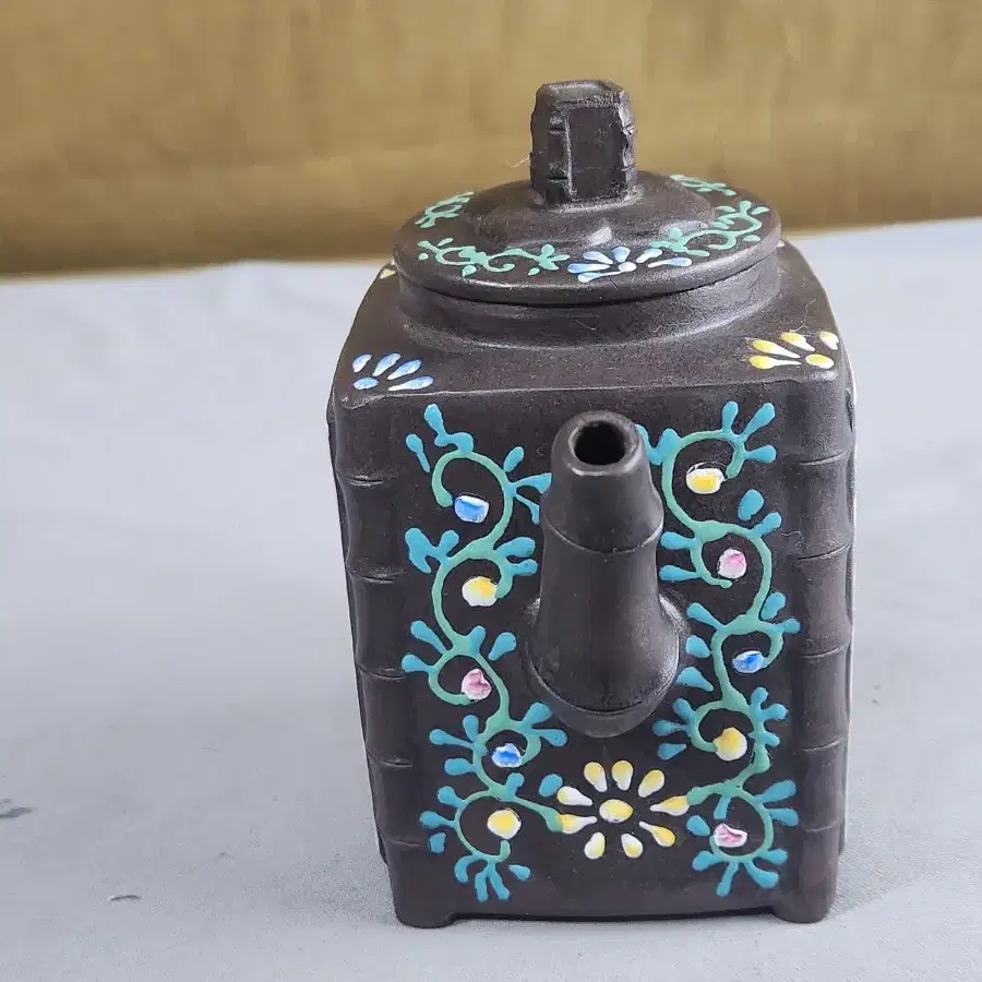 Chinese ceramic Zisha teapot with thick glaze and abstract