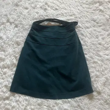 OFUON 미디 스커트 S 플레어 에메랄드 블루 스트레치 이토킨