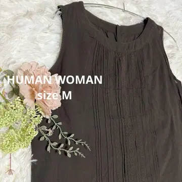 HUMAN WOMAN 휴먼 우먼 브라운 슬리브리스 블라우스