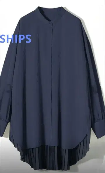 SHIPS 네이비 백 플리츠 오버 사이즈 셔츠