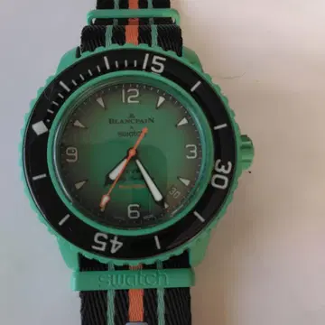 Swatch Blancpain 오토매틱, 날짜 표시 시계 그린