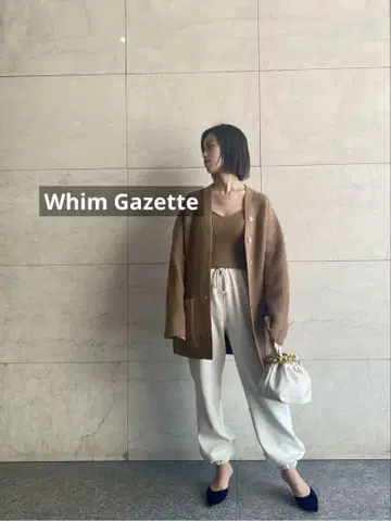 Whim Gazette GEMINI RIB 미들 가디건 베이지