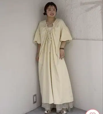 LOWRYS FARM 소매 벌룬 리본 원피스 2Way