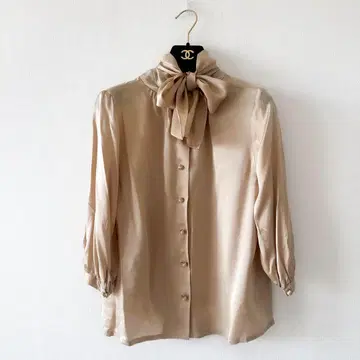 Deuxieme Classe 실크 보우타이 블라우스 베이지 프리