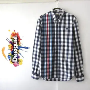 새상품급 Desigual 체크 버튼 다운 긴팔 셔츠 M
