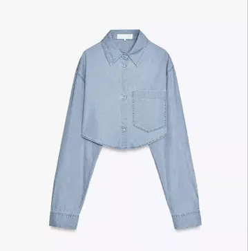 미사용 새상품 ZARA(자라) 라이트 블루 크롭 기장 숏 데님 셔츠