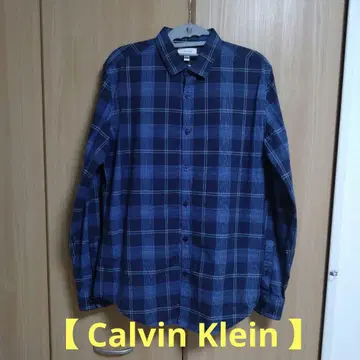 [새상품급] Calvin Klein 네이비 계열 체크 무늬 긴팔 셔츠