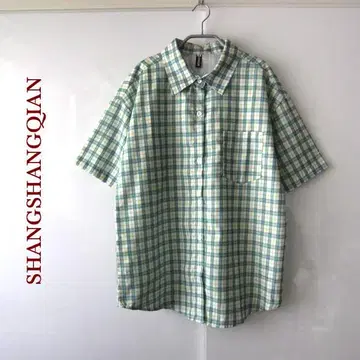 새상품급 SHANGSHANGQIAN 체크 무늬 반팔 셔츠 S