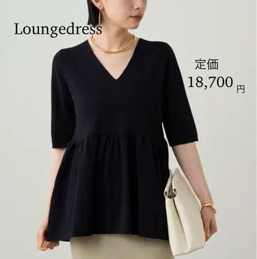 새상품 Loungedress 페플럼 니트 상의 성숙/러블리 5부 소매