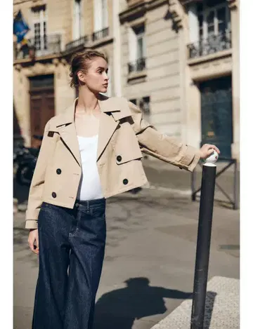 완판 2025 SS ZARA 후드 부착 숏 트렌치코트 XS 후드티
