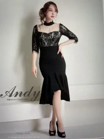 미사용 미개봉 새상품 택 포함 Andy 레이스 블랙 드레스