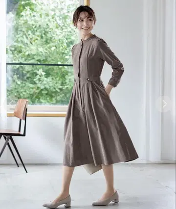 피치 스킨 밴드 카라 원피스 모카 9호