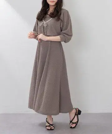 OLIVE des OLIVE 프론트 리본 볼레로 + 캐미 원피스
