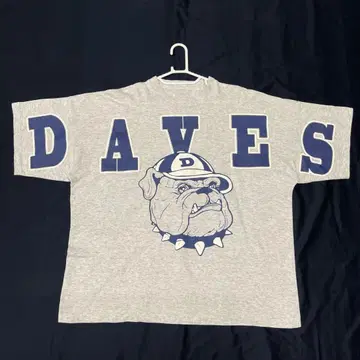 80년대 90년대 캐나다 생산 DAVES 불독 오버 프린트 티셔츠