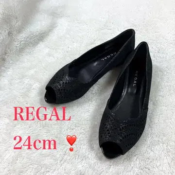 REGAL 리갈 오픈토 플랫 펌프스 블랙 블랙