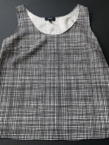 띠어리 체크 슬리브리스