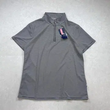 [미사용] FILA 집업 피케 셔츠 보더 화이트 블랙 XL
