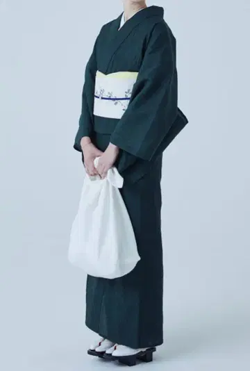 면 린넨 유카타 다크 그린 기모노 야마토 THE YARD