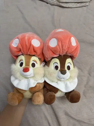 칩과 데일 버섯 모자 봉제 인형 2개 세트