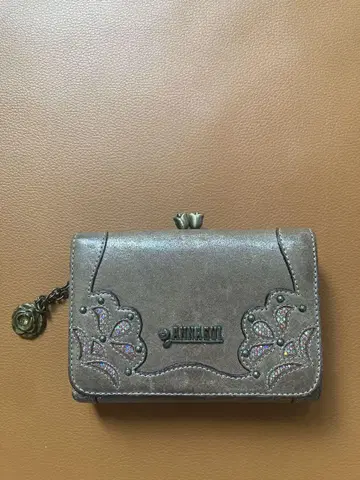 ANNA SUI 안나수이 꽃 무늬 그레이 3단 폴더형 지갑 글리터