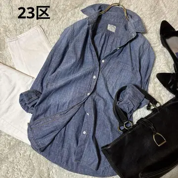 23구 DENIM 데님 셔츠, 덩거리 셔츠, 블라우스 긴팔 34