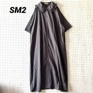 새상품급 사만사 모스모스 SM2 프릴 옷깃 그레이 반팔 맥시 길이 원피스