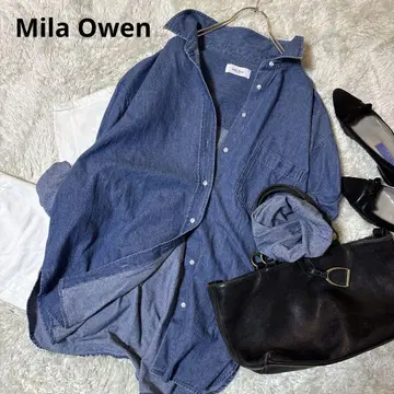 Mila Owen 데님 긴팔 셔츠 인디고 프리 넉넉한 핏