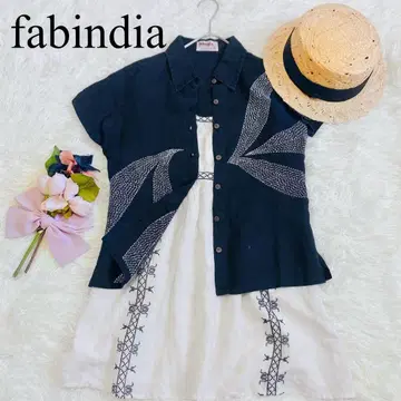 fabindia 팹인디아 린넨 코튼 손자수 사시코 셔츠 마 혼방