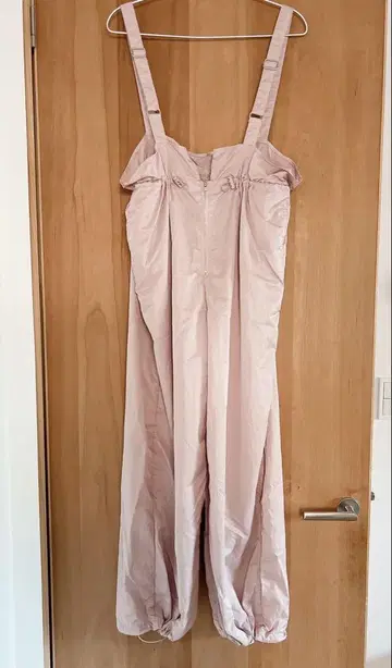 광택 나일론 허리 개더 멜빵 팬츠